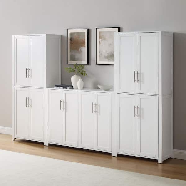 CROSLEY FURNITURE Savannah White MDF 104 in. Sideboard and Pantry