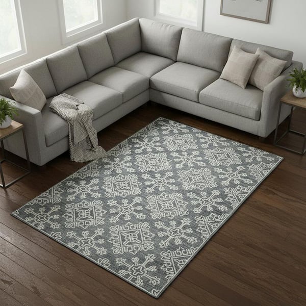 8 ft. x 11 ft. Multi-Colored Wool Geometric Hand Hooked Area Rug