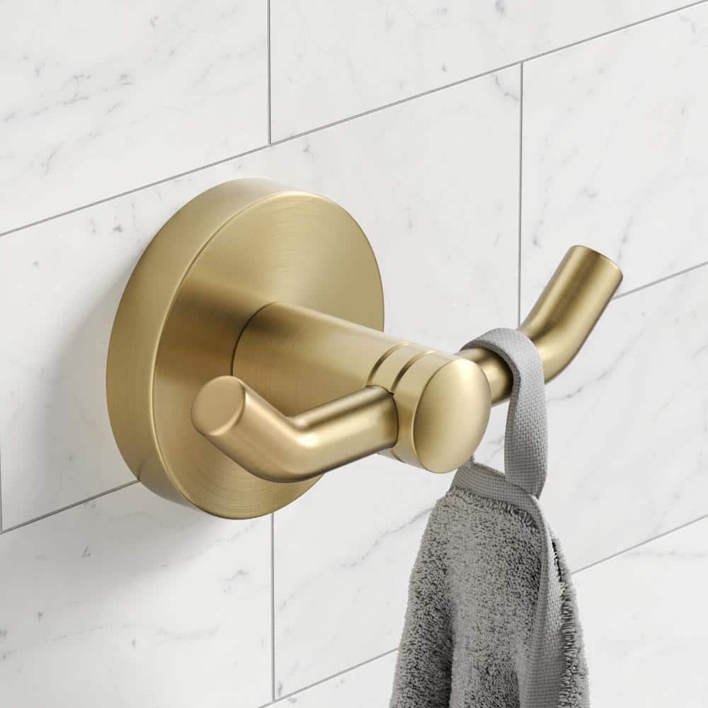 Elie Brushed Gold Double Wall Mounted Robe Hook