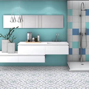 Lacour Aqua 9-3/4 in. x 9-3/4 in. Porcelain Floor and Wall Take Home Tile Sample