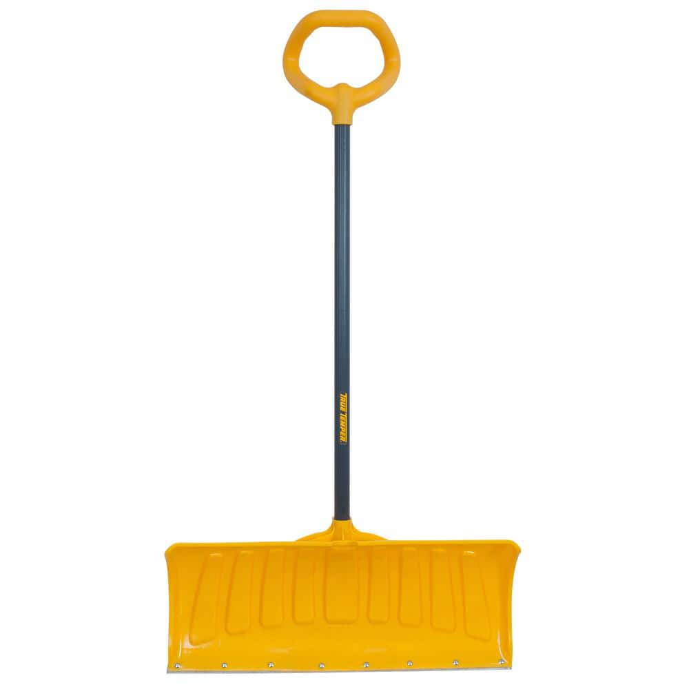 True Temper 38 in. Steel Handle Plastic Blade Snow Shovel Pusher with ...