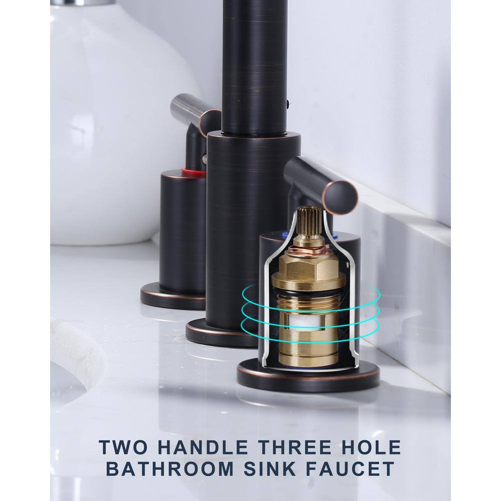 Oil Rubbed Bronze 8-Inch Widespread Bathroom Faucet with Pop-Up Drain