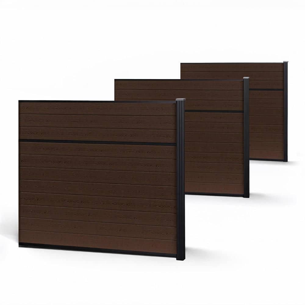 Classic Privacy 6 ft. x 6 ft. Aspen Brown Composite Horizontal Wood Board on Board Fence Panel (3-Pack)