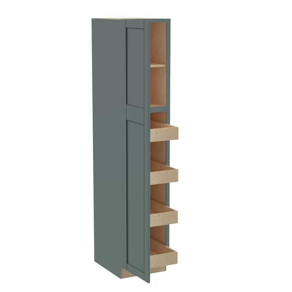 Washington 18 in. W x 24 in. D x 96 in. H Assembled Plywood Utility Kitchen Cabinet in Green with Soft Close Doors LH