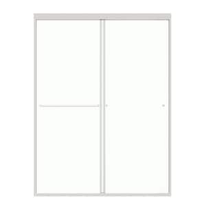 54 in. W x 72 in. H Sliding Framed Shower Door in Brushed Nickel Finish with Clear Glass
