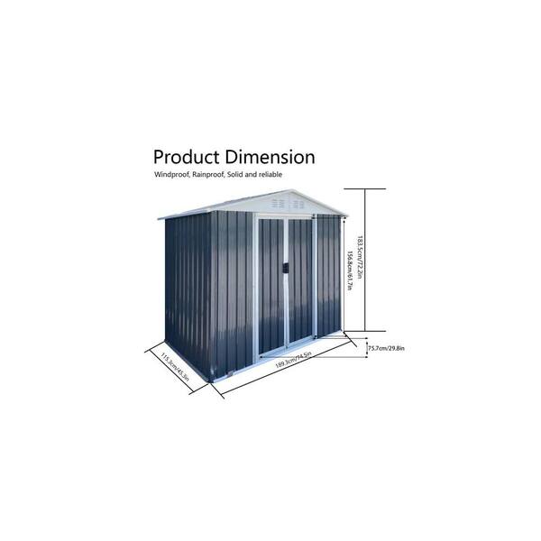 gardenH　904040 6 ft. W x 4 ft. D Metal Garden Shed with Sliding Door, Base Frame