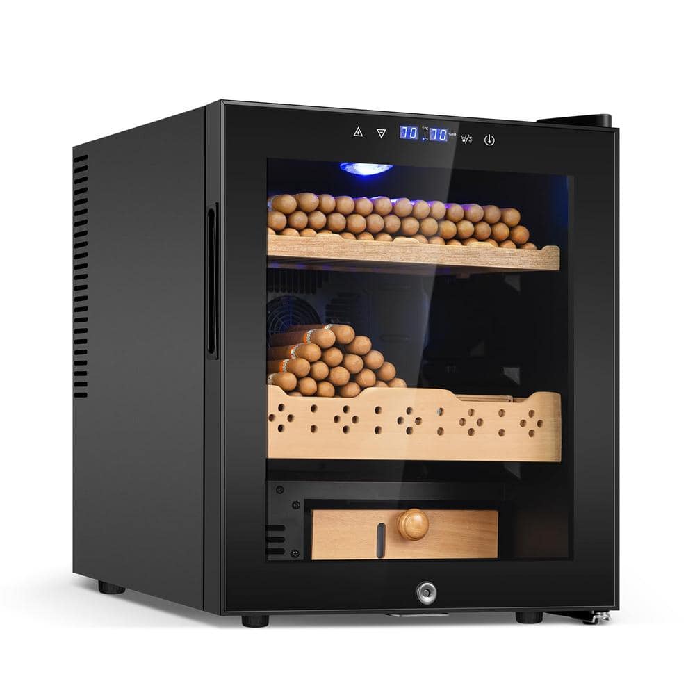 17 in. SingleZone Spanish CedarWood ElectricCigar Humidor 50L Storage 300Counts Humidity and TemperatureControl in Black price history on PriceWatchPro