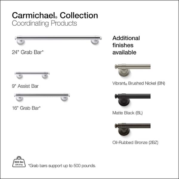 KOHLER Carmichael 24 in. Grab Bar in Vibrant Brushed Nickel