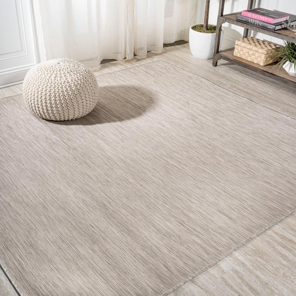 JONATHAN Y Ethan Modern Flatweave Light Gray 6 ft. 7 in. Solid Square Indoor/Outdoor Area Rug