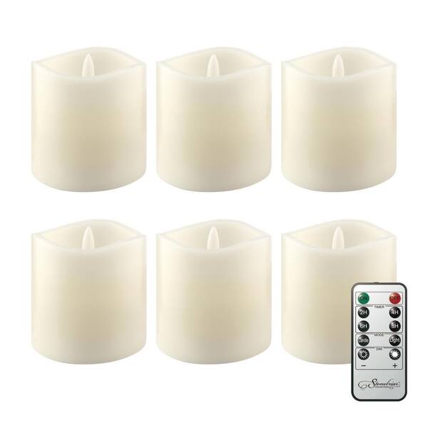 Stonebriar Collection Ivory 3x3 Real Wax LED Candle Set (6 Pk) SB