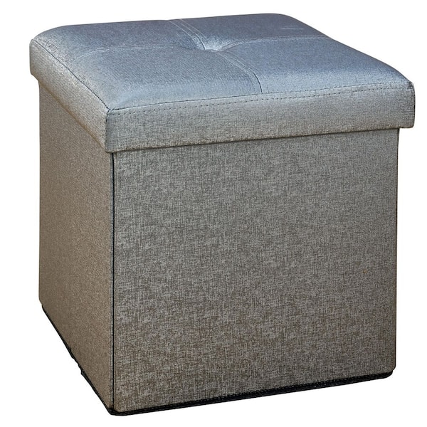 SIMPLIFY Metallic Pewter Single Folding Ottoman