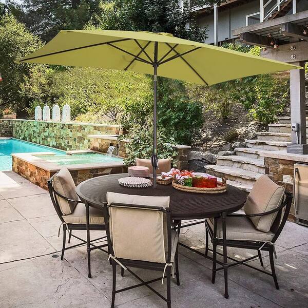 eco 6.5 x 10 aluminum patio market umbrella Tidoin 6.5 ft. x 10 ft. Aluminium Market Tilt Patio Umbrella in Lime Green