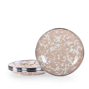 Taupe Swirl 5.75 in. Enamelware Round Bread and Butter Plates (Set of 4)