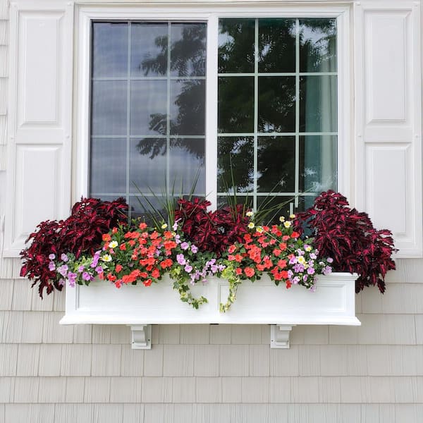 Fairfield 48 in. x 11 in. Self-Watering White Polyethylene Window Box