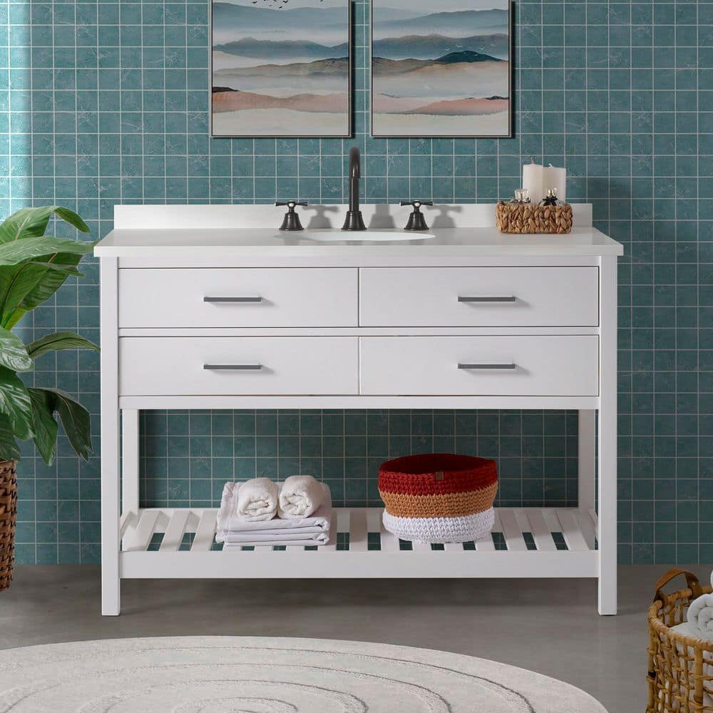Harrison 48" White Pine Freestanding Vanity Cabinet