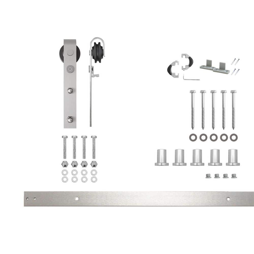6 ft./72 in. Brushed Nickel Non-Bypass Sliding Barn Door Track and Hardware Kit for Single Door price history on PriceWatchPro