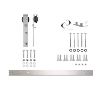 6 ft./72 in. Brushed Nickel Non-Bypass Sliding Barn Door Track and Hardware Kit for Single Door