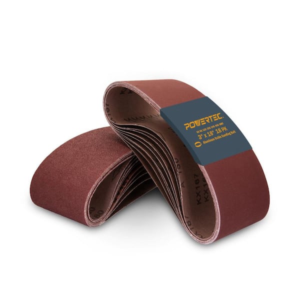 3 in. x 18 in. 60/80/120/150/240/400-Grit Aluminum Oxide Sanding Belts Assortment for Portable Belt Sander (18-Pack)