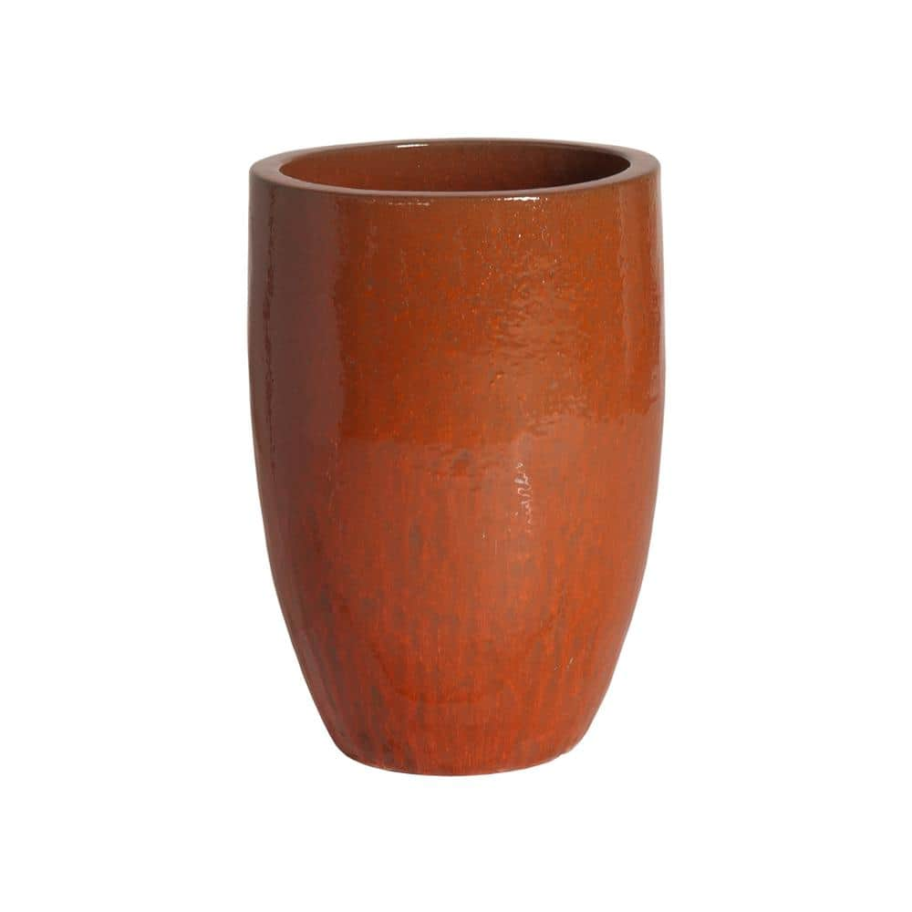 Emissary 18 in. Dia Paprika Glazed Ceramic Tall Planter 12143PK-1 - The ...