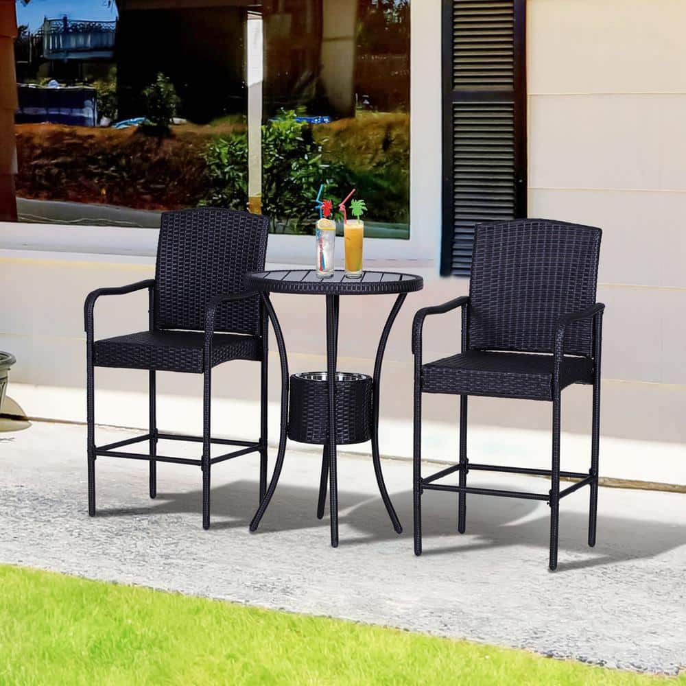 3Piece Wicker Patio Conversation Set,Stylish Outdoor Patio Furniture with B