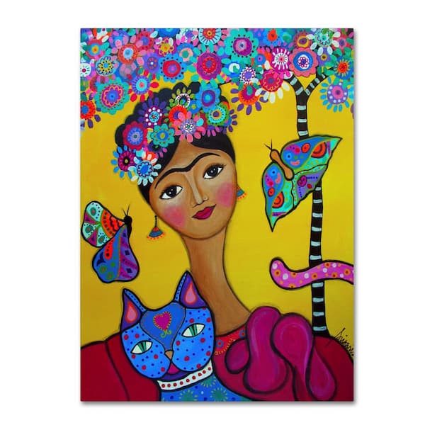 Brigit's Frida And Her Cat by Prisarts People Wall Art 14 in. x 19 in.