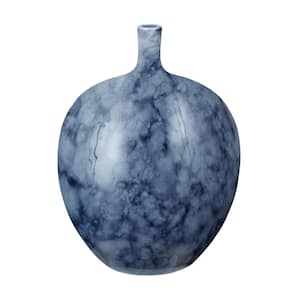 Midnight Marble 8 in. x 11 in. Blue Earthenware Decorative Bottle
