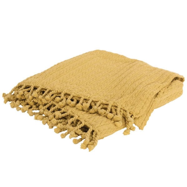 Yellow Striped Cotton Throw Blanket