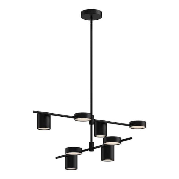 Jayden 40 in. 8-Light 57-Watt Black Integrated LED Chandelier