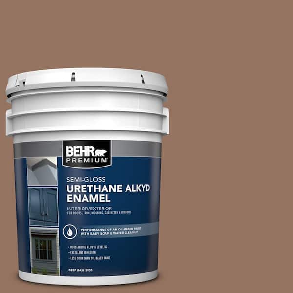 BEHR PREMIUM 5 gal. #BXC-84 Corral Brown Urethane Alkyd Semi-Gloss Enamel Interior/Exterior Paint