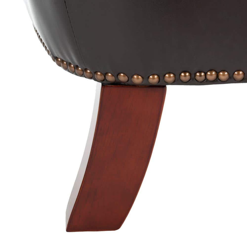 Colin Brown Leather Tufted Accent Chair with Birch Legs