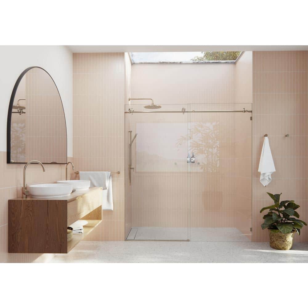 Eclipse 64'' Bronze Frameless Sliding Shower Door