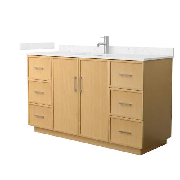 Wyndham Collection Elan TK 60 in. Single Freestanding Light Oak Bath Vanity with Carrara Cultured Marble Top Unassembled