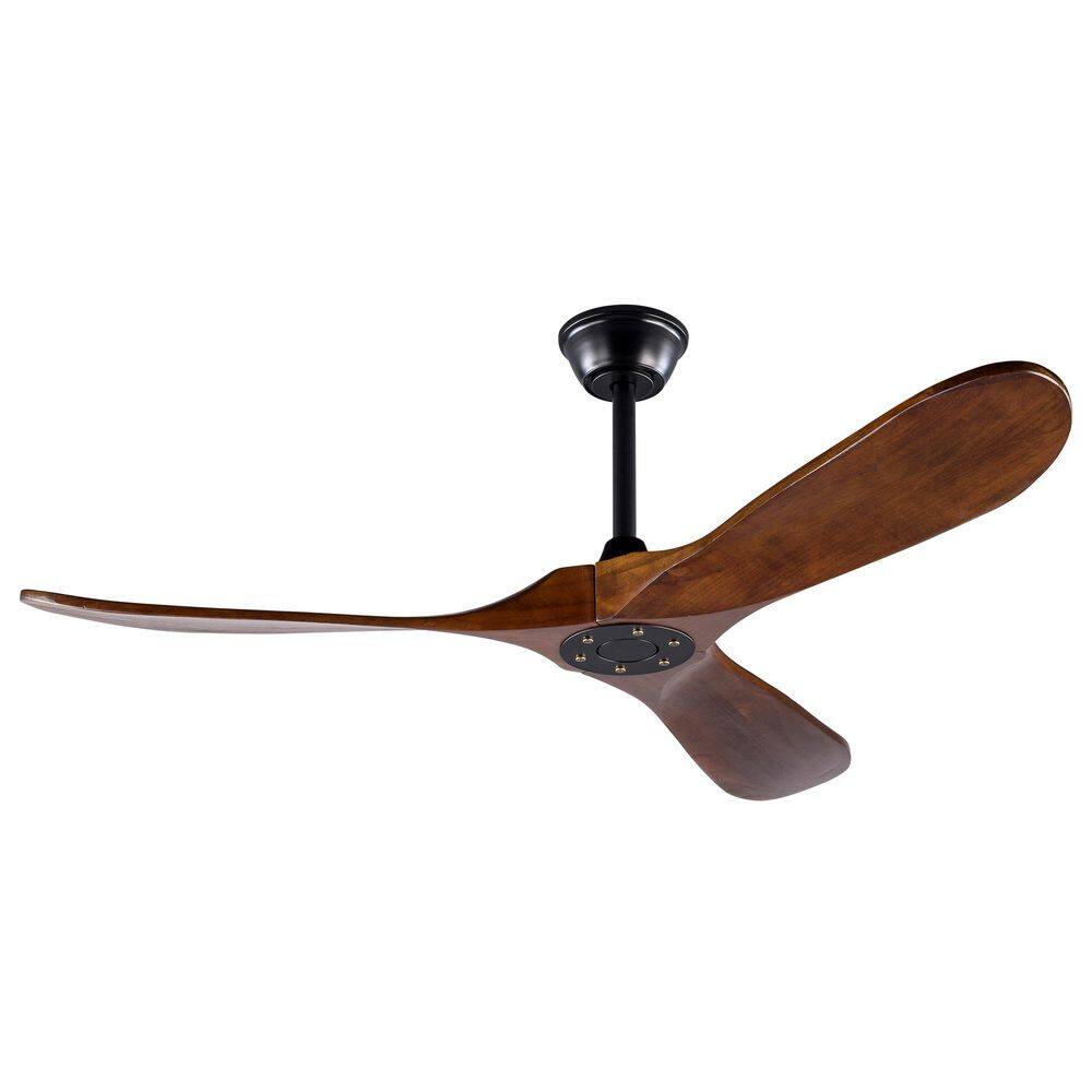 Modern 52 in. Black 3 Wood Blades Downrod Standard Ceiling Fan with Remote Control and Reversible DC Motor price history on PriceWatchPro