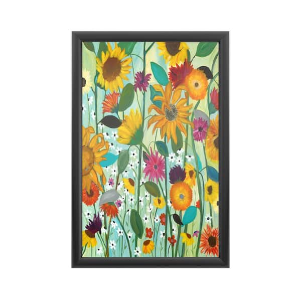 Trademark Fine Art "Sunflower House" by Carrie Schmitt Framed with LED Light Floral Nature Wall Art 24 in. x 16 in.