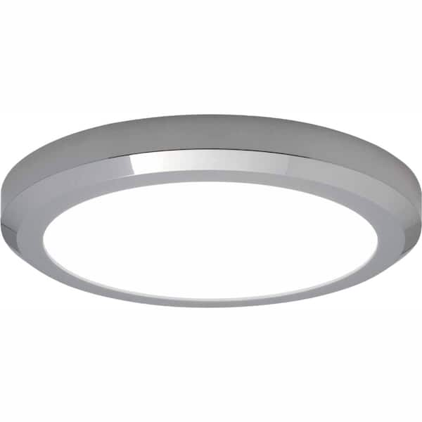 Hampton Bay 16 in. 1-Light Edge-Lit Chrome Dimmable LED Flush Mount