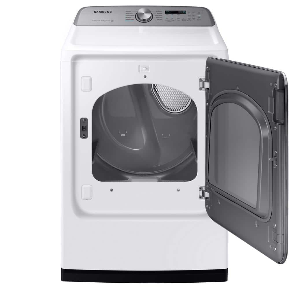 Samsung 7.4 cu. ft. 240-Volt White Electric Vented Dryer with Steam Sanitize+, ENERGY STAR