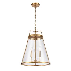 Catalonia 16 in. W 3-Light Satin Brass Pendant