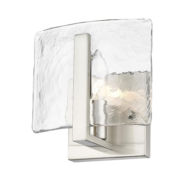 Golden Lighting Aenon 1-Light Pewter and Hammered Water Glass Wall Sconce