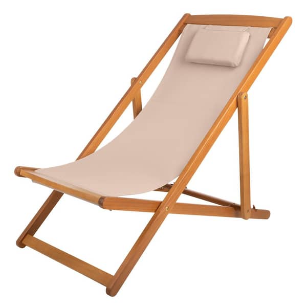 Reclining Beach Lounge Chair, Beige