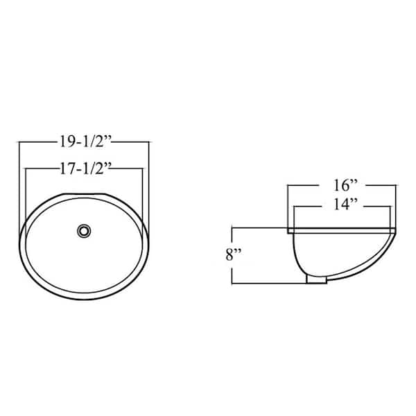 19-1/2 in. x 16 in. Oval Ceramic Undermount Bathroom Sink in White with Overflow 19-1/2 in. x 16 in. Oval Ceramic Undermount Bathroom Sink in White with Overflow