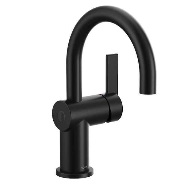 Cia 1 Handle Single Hole Bathroom Sink Faucet with Deck Plate Included and Touchless in Matte Black