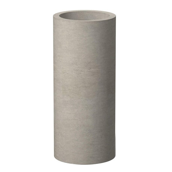 8.5 in. Large Light Gray Concrete Round Planter / Pot with Drainage Holes