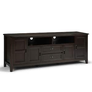 Burlington Solid Wood 72 in. Wide Transitional TV Media Stand in Mahogany Brown for TVs up to 80 in