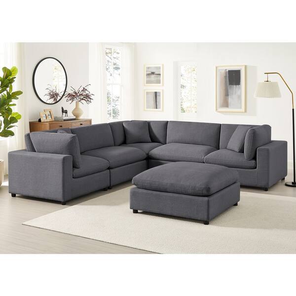 Casella 120 in. Square Arm 6-Piece Polyester Fabric Modular