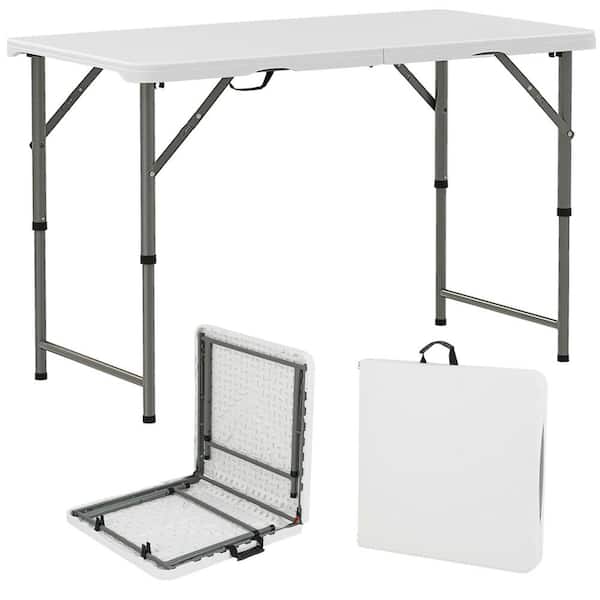 4 ft. Portable Camping Table with HDPE Tabletop and Metal Legs Safety Lock for Party