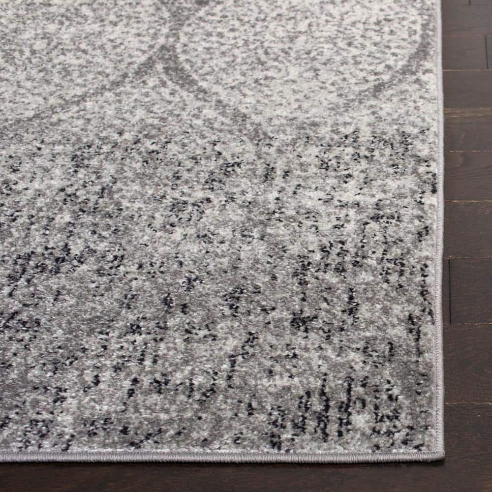 Elegant Gray & Ivory Synthetic 4' x 6' Hand-Knotted Area Rug