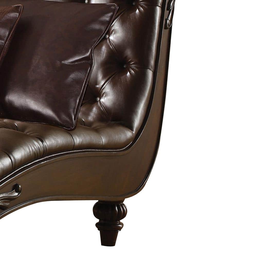 Anondale Classic Elegance Button-Tufted Chaise in 2-Tone Brown