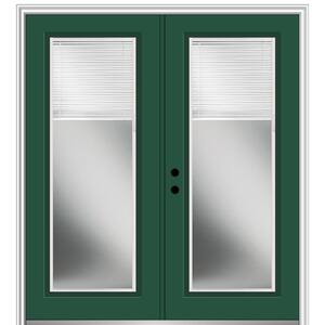 72 in. x 80 in. Internal Blinds Right-Hand Inswing Full Lite Clear Glass Painted Fiberglass Smooth Prehung Front Door