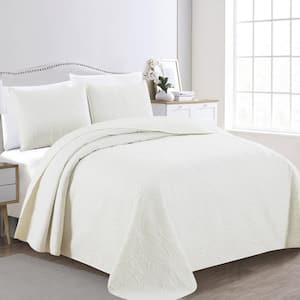 Beige Premium Medallion Oversized King Quilt Set Bedspread (3-Piece)