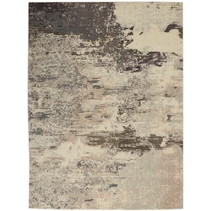Celestial Ivory/Grey 2 ft. x 4 ft. Abstract Modern Kitchen Area Rug